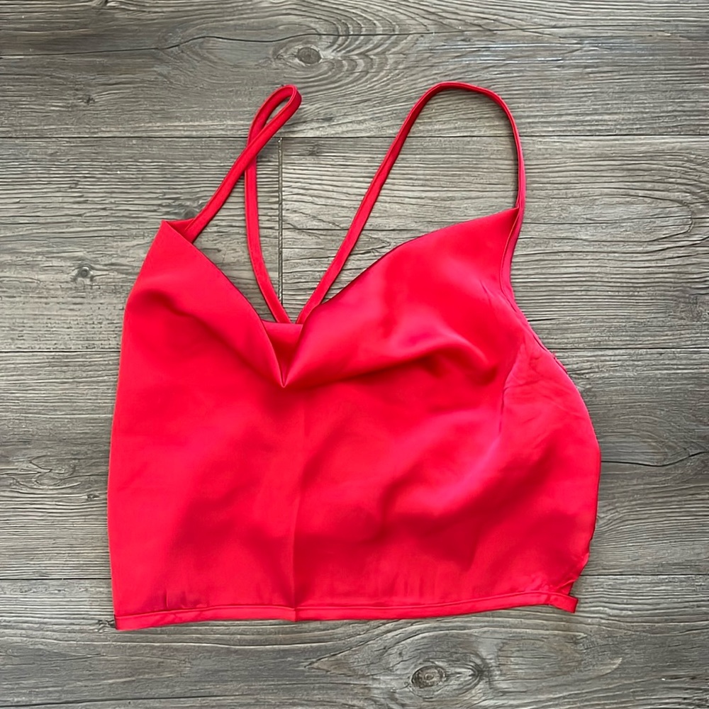 satin red tank top